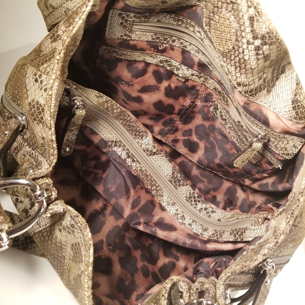 B Makowsky Python Printed Lthr Satchel - image 6
